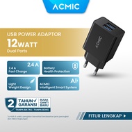 ACMIC CWC02 Dual USB 12W Kepala Charger Fast Charging Adaptor