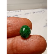 BATU ZAMRUD ZAMBIA ASLI 3.50 CT Natural Green Emerald Gemstone CABOCHON Cut 9 x 11 X 3 mm + IKAT CINCIN