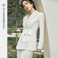 FUYAO FUYAO Chinese Style Blazer Women Autumn Design Fringed Buckle Lapel Suit Long Sleeve Top
