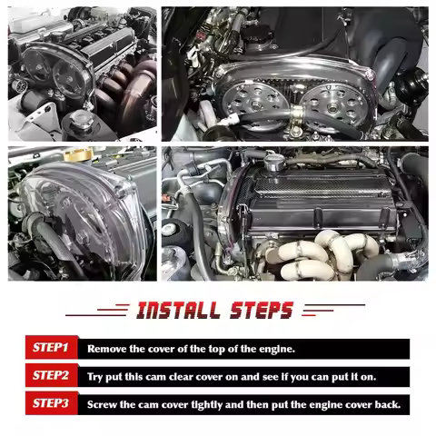 Clear Cam Gear Timing Belt Cover Turbo Cam Pulley For Mitsubishi DSM Evolution Lancer 4G63 Engine EV