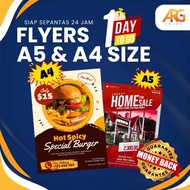Flyers Printing. Digital Printing Size A5 & A4 1 hari Siap