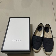 Gucci 黑色logo平底女鞋39號（24.5號）