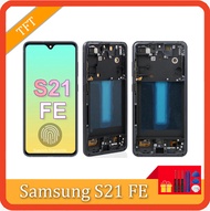 TFT AMOLED S21 FE จอแสดงผล LCD สำหรับ Samsung Galaxy S21หน้าจอสัมผัส G990U ประกอบเครื่องอ่านพิกัดพร้