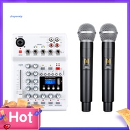 SPVPZ Console Mixer Integrated Live Sound Audio Soundcard DJ Mixing Console with UHF Wireless Microphone for Karaoke