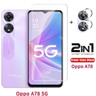 Oppo A78 5G Flim 2 in 1 Full Cover Tempered Glass For Oppo A78 A58 A57 OppoA78 A 78 5G 4G 5G Full Co