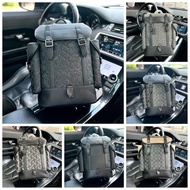 Beg lelaki C2KS Hitch 31 Logo Design leather backpack large laptop bag