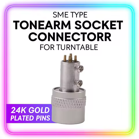 SME Type Turntable Tonearm Socket Connector, 24K Gold-Plated Pin for Vinyl Record Player, HiFi Turnt