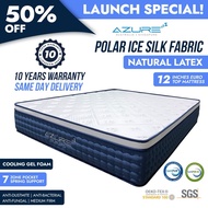Azure™ Cool Max |12 Inch Euro Top, Ice silk Fabric + Latex + Cooling Gel Pocketed Spring Mattress | All Sizes Avail.
