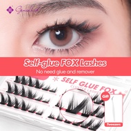 GENIELASH Glue Free Self-Adhesive Fox False Eyelash Eye Lash | No Glue Cluster Segmented False Eyela