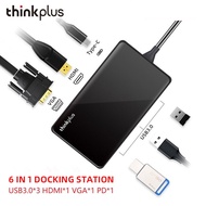 Lenovo Thinkplus Type C USB-C 6-in-1 Adapter USB Hub (4K HDMI/VGA/PD 3.0/3x USB 3.0)