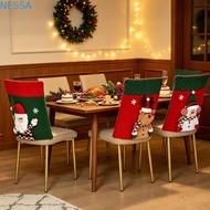 NESSA Christmas Chair Cover, Snowman Santa Xmas Dinner Chair Seat Cover, Washable Elk Chair Protecto