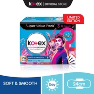 Kotex Soft & Smooth Maxi Wing Limited Edition (24cm/16's X 3 Pack) FOC Pads Pouch