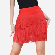Women Chacha Samba Skirt Latin Dance Red Skirt Dance Skirt Tassel Latin Dance Skirt Latin Costume