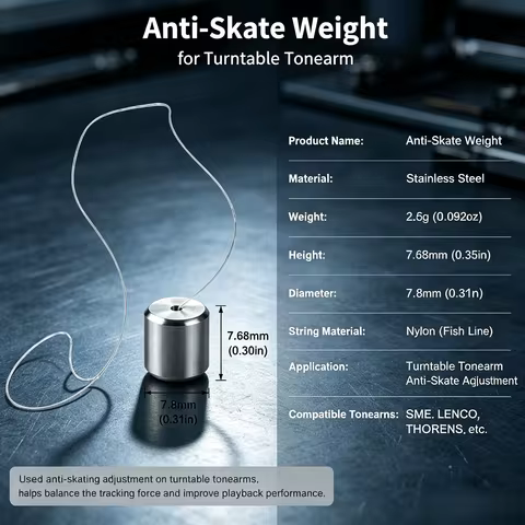 Nylon Cord Turntable Counterweight, 2.6g Anti-Skate Weight For SME/LENCO/THORENS Tonearm Accessories