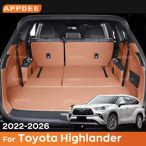 For Toyota Highlander Hybrid 7-Seat 2022-2026 Car Trunk Mat Cargo Liner PU Leather Full Cover Waterp