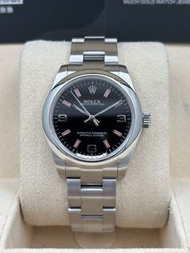 [SOLD OUT]二手 USED  ROLEX 勞力士 OYSTER PERPETUAL 177200 黑色粉紅字 2015年2月 全套 FULL SET