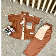 KATUN Althaf - Suit Children's Muslim Clothes Boys Cotton Long Pants Kurta Peci Turkish Short Comfor