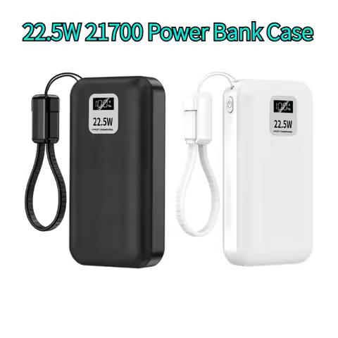 22.5w 21700 Battery Power Bank Battery Case DIY Housing Empty Powerbank Shell for 2pcs 21700 Batteri