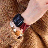 Exquisite Small Square Bow Leather Apple Watch Strap Suitable for iwatch10Apple watch9se