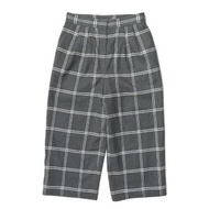 Demi-Luxe BEAMS日本製造 窗格紋闊腿七分褲 68-23-0162-126 36碼 灰色彈性格紋休閒褲 [二手] [Demi-Luxe BEAMS]