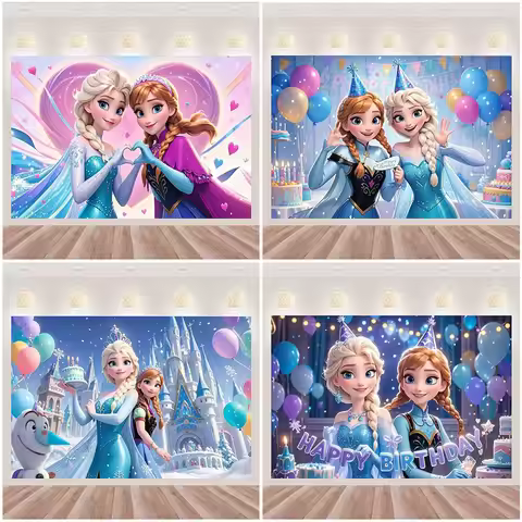 Disney Frozen Elsa Anna Princess Theme Backdrop Frozen Happy Birthday Party Decoration Baby Shower S