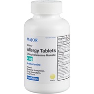 MAJOR 4 Hour Allergy Tablets - Chlorpheniramine Maleate - 4 mg - Antihistamine - 1000 Count (1 Pack)