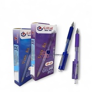Box of 12 G-Star GP-07 Pressed Gel Pens in Bright, Dark, Even Ink Colors (Blue, Purple Ink)