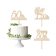 Happy 50th Anniversary Cake Topper in Wood 50 Wedding Anniversary Cake Decoration