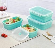 S/4矽膠摺疊飯盒野餐盒 冰鮮保鮮盒 膠飯盒 摺疊飯盒 矽膠飯盒 Foldable Silicone Lunch Box 食物盒 Bento Box Preservation Box