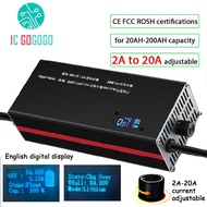 20A 48V 58.4V 72V 60V 67.2V 84V 87.6V Li-ion LiPo Lifepo4 Lithium Battery Charger Curren Adjust Fast