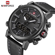 {Aishang watch industry}NAVIFORCE นาฬิกาสปอร์ตสำหรับผู้ชาย LED นาฬิกาผู้ชายนาฬิกาควอตซ์ดิจิทัลนาฬิกาแฟชั่นกันน้ำหนังนาฬิกาข้อมือทหาร