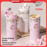 Minimalist 750ml Insulated Tumbler With Handle Portable 2-Way Straw Cup Aesthetic Car/Aesthetic Ice 