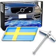 iJDMTOY Sweden Flag Emblem Badge w/Grille/Mesh Mount Toggle Bolt Anchor Compatible with Swedish Scan