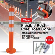 30 Inch PU White Strip Flexible Pole Road Cone Warning Bollard Reflector Stripe/ kon Fleksibel