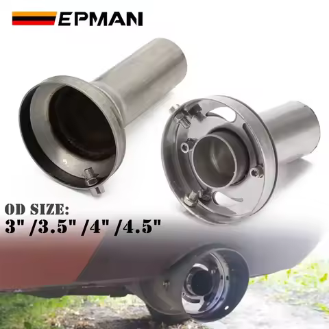 EPMAN Universal 3'' / 3.5" /4'' / 4.5'' Car Stainless Steel Exhaust Muffler Round Tip EP-XS