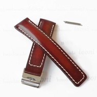 Burgundy Watch Strap for Breitling, genuine leather, Deployment clasp