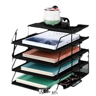 ST/💚A3A4Metallic Desktop File Shelf File Box Office Storage Rack Iron Storage Box Multi-Layer Folder Shelf Bookshelf S3A