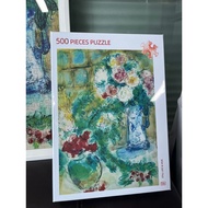 Kessing Puzzle 500 Pieces Oil Painting Landscape Vase 53X38CM Paper Imported Blue Card Without Frame