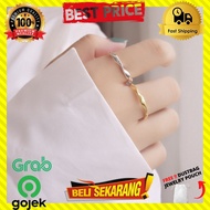 WOMEN'S TITANIUM RING GOLD PLATED SILVER WAVE ADJUST PREMIUM C417 - GOLD