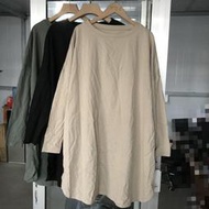 [ 憨虎試衣間 ] 全新有吊牌，CLOCHE (黑色)雙圓弧下擺絲滑扎實長袖T/ 長袖洋裝，100%綿，7700日幣