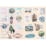 [21 pcs] CUTE GLOSSY BIOLOGY AND ART STICKERS FOR hp, LAPTOP, JOURNAL, ETC.