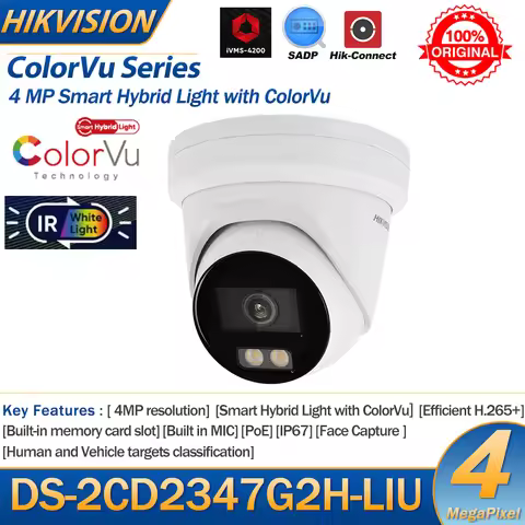 Hikvision 4MP IP Camera DS-2CD2347G2H-LIU Smart Hybrid Light With ColorVu Dual-Light Fixed Turret Ne