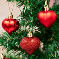 12 Pcs/set Christmas Tree Garland Ornament, DIY 3D Love Electroplated Heart Ball Pendant WN0U