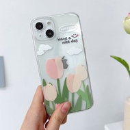 iPhone 16/15/14/13/12/11/XS/XR/7/8/SE2/SE3 Tulip Transparent Phone Case