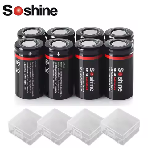 Soshine 3.7V 18350 1000mAh Rechargeable Battery 1000mAh Lithium Batteries Li-ion Battery 1000 Times 