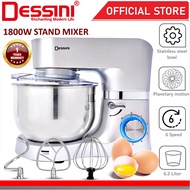 DESSINI ITALY 6 Speed Electric Stand Mixer Egg Beater Blender Grinder Dough Whisk Mesin 6.2L Bowl Pengadun Bancuh Telur