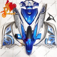 Yamaha LC 135 LC135 V1 V2 V3 V4 V5 V6 V7 Bodyset Cover Set Batik Biru Silver Blue Costume Batik Blue