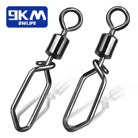 Fishing Swivels Snap 15~60Pcs Hooked Snap Stainless Steel Fishing Rolling Barrel Swivel Fishing Lure