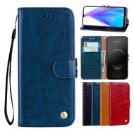 Luxury Glossy Oil-Wax Leather Case for Samsung Galaxy J8 J7 J6 J5 J4 Prime Max Plus 2018 Flip Phone casing Anti-drop protective cover