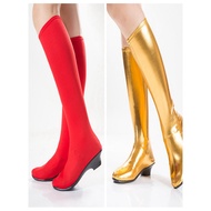 snow boots heel boots Mongolian Ethnic Dance Performance Red High Stretch Boots